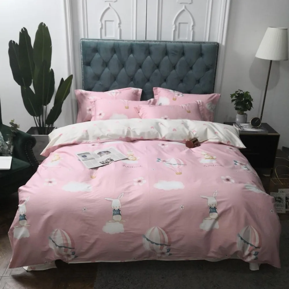 

Bedding Set The Princess Style Bed Set Luxury Cotton Bed Sheet Queen King Size Duvet Cover Set Pink Bed Linen 3 styles