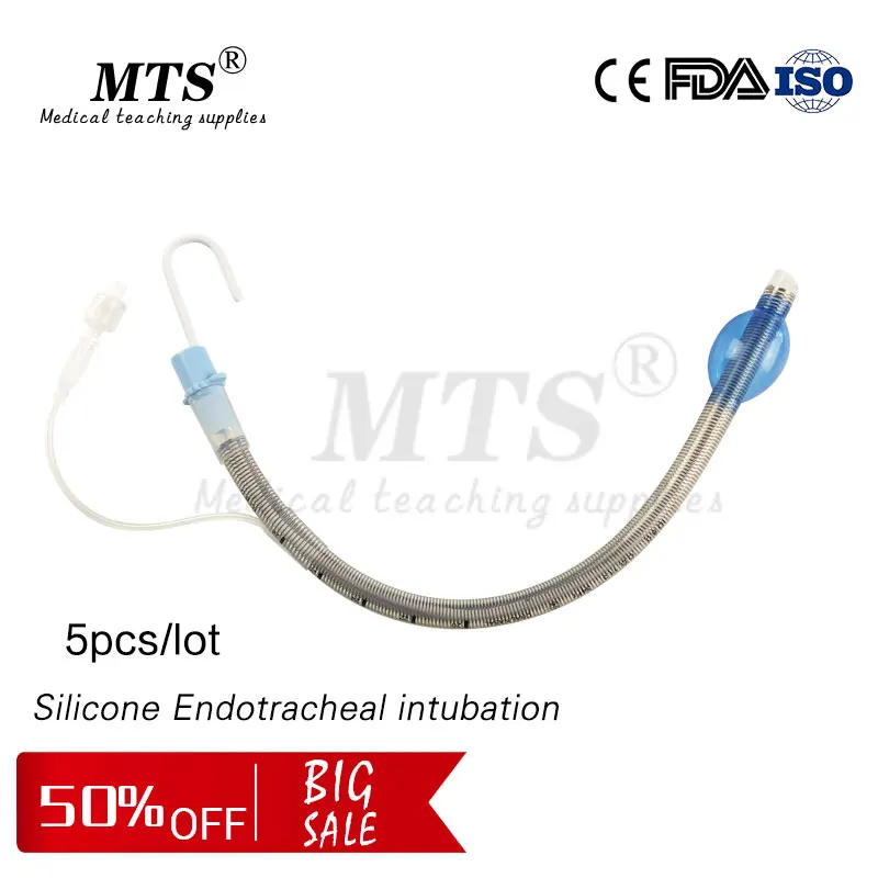 

5pcs Medical silicone Endotracheal intubation Silica gel Airway Tube with Cuff Disposable Endotracheal for artificial airway est