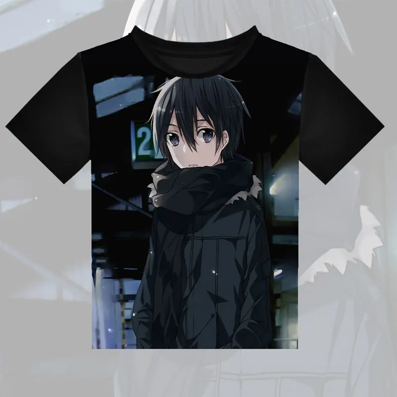 Sword Art Online футболка аниме SAO Kirigaya Kazuto Yuuki костюм Asuna для косплея(костюмированных игр) футболки Asada Shino конно юуки Топы wo мужские футболки Новинка