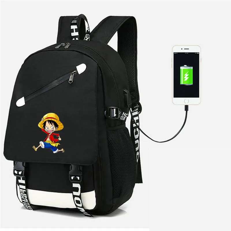 Цельный рюкзак Луффи с USB разъемом сумка для путешествий школьников студентов