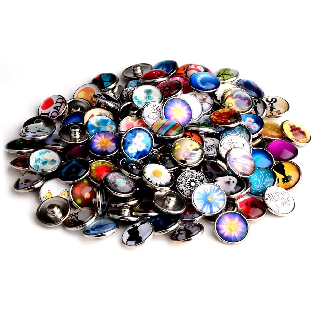Chanfar Mixture18mm verre bouton pression charme pour bricolage bouton pression bijoux Bracelet