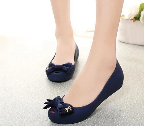 

2019 women Summer jelly shoes sweet bow shallow mouth candy-colored flat shoes fish head waterproof sandal women's singles shoes