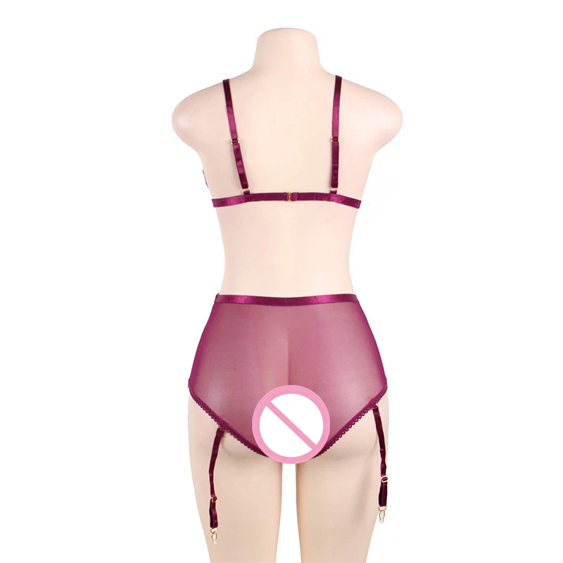Сексуальное эротическое белье набор секс белье Для женщин сексуальные кружева Bralette бюстгальтер с-стринги и подвязки комплект нижнего