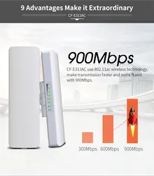 Antena nano station sem fio para uso externo, 2 peças, 900mbps, 5.8ghz, ponte ap, 5km, ponto de acesso cpe, 12dbi, antena wifi, cpe