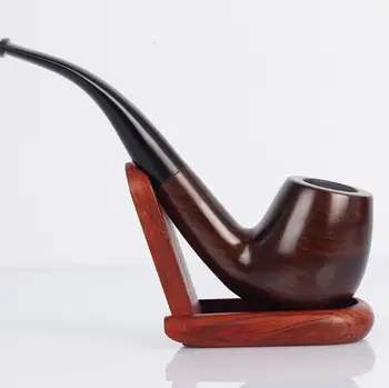 

Handmade Natural Ebony Wooden Pipe With Beautiful Carve Patterns Length 15CM Wholesale Top Quality Smoking Tobacco Herb Pipe
