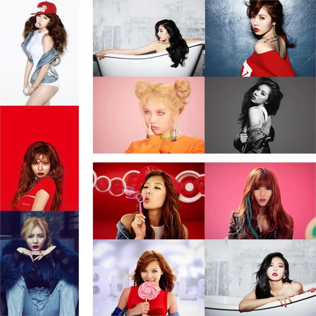Плакаты Hyuna Kpop Soloist переменные пузыри яркие цвета HD бумажные наклейки украшение