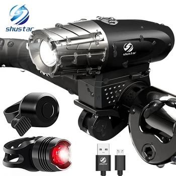 

USB Rechargeable LED Flashlight Bicycle Light Bike Lamp Front LED Headlight For night riding, fishing, hunting, camping, etc.
