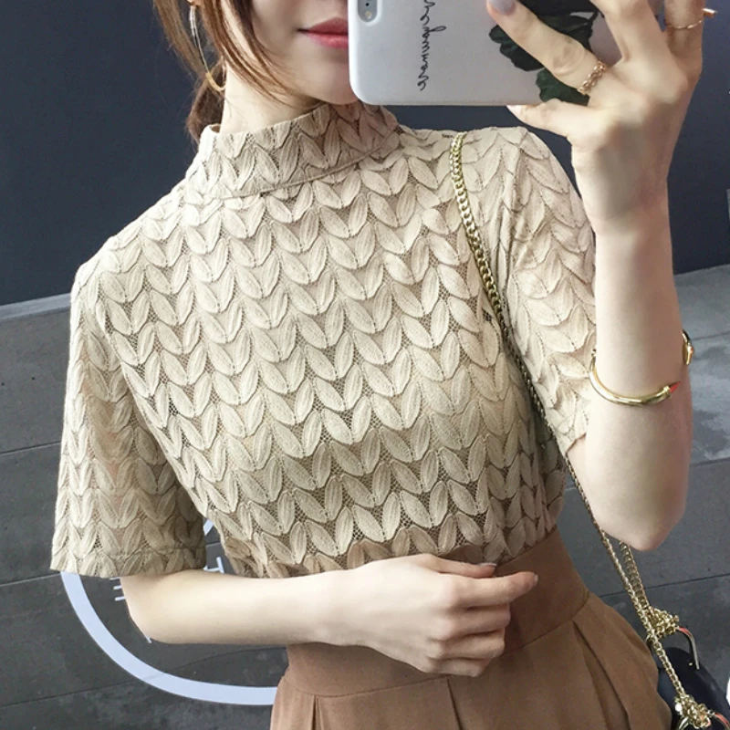 Модные женские блузки 2020 рубашки с коротким рукавом кружевные шифоновые летние