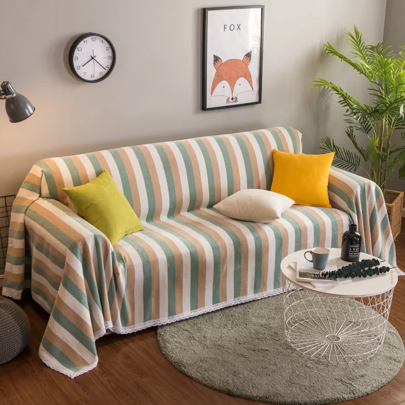 

Modern Stripe sofa set dust-proof all-inclusive sofa towel cloth slipcover carpet polyester sofa sets pillow blanket quilt