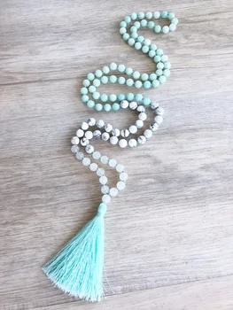 

108 Mala Beads Necklace Amazonite Howlite Necklace Hand Knotted Necklaces Prayer Yoga Meditation Taeesl Necklaces Her Gift
