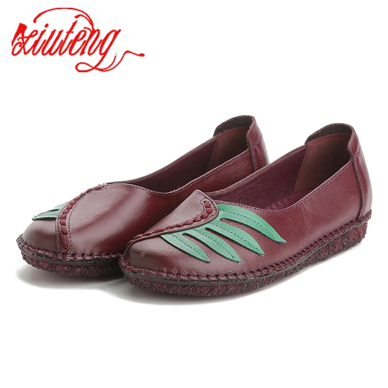 

Xiuteng Fashion Women's Handmade Shoes Genuine Leather Flat Summer Mother Shoes Woman Loafers Soft Comfortable Casual Shoes