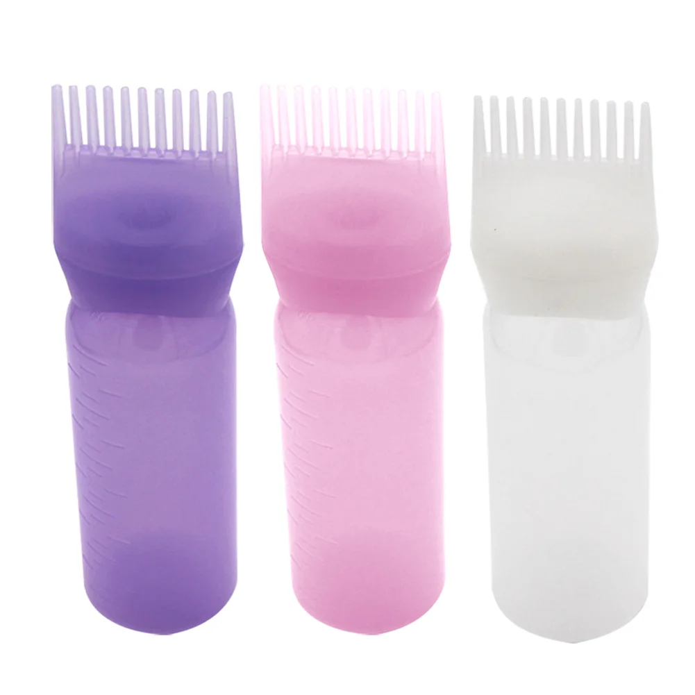 3 Color Hair Dye Bottle Applicator Brush Dispensing Salon Hair Coloring Dyeing Bottle Hair