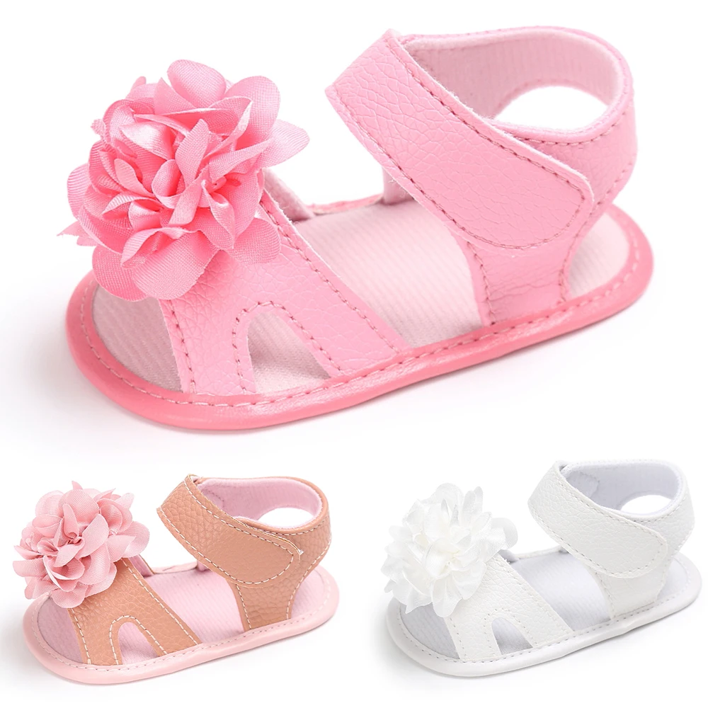 

2019 Hot Summer Sandals Kids Baby Girl Cute Leather Flower Anti-slip Pram Crib Shoes Garden Princess Wedding Shoes Updated D40