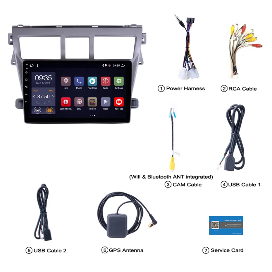 Perfect 9 inch 2.5D IPS HD multi-touch screen Android8.1 2G RAM 32G ROM NAVI with BlueTooth USB WIFI SWC for Toyota Vios 2007-2013   2