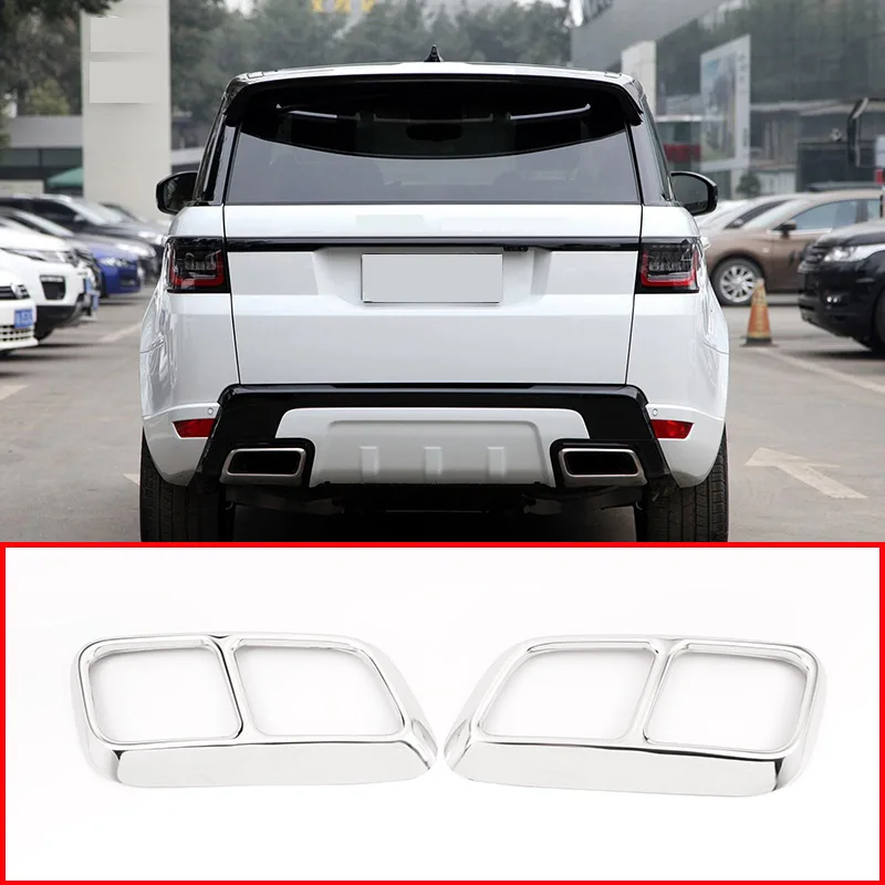 Buy 2 pcs Shiny Silver Chrome Stainless Steel Exhaust Pipe Cover Trim For Range Rover Sport 2018 2019 2020 Year Accessories