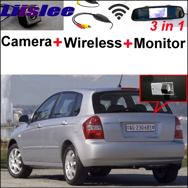 

3 in1 Special Camera + Wireless Receiver + Mirror Monitor Easy Backup Parking System For KIA Cerato Sephia Hatchback 2003~2009