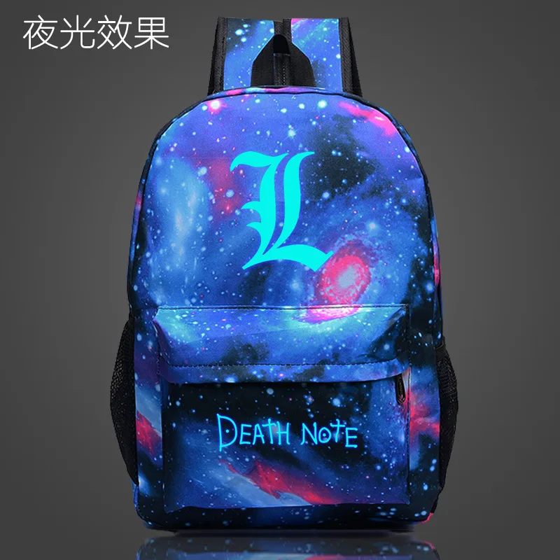 

Death Note School Bag noctilucous Luminous backpack student Book bag Notebook Daily backpack Mochila Boys Girls Gift