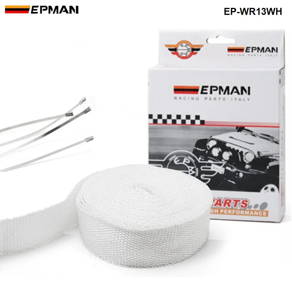 WHITE TURBO MANIFOLD HEAT EXHAUST THERMAL WRAP TAPE & STAINLESS TIES 2"X25