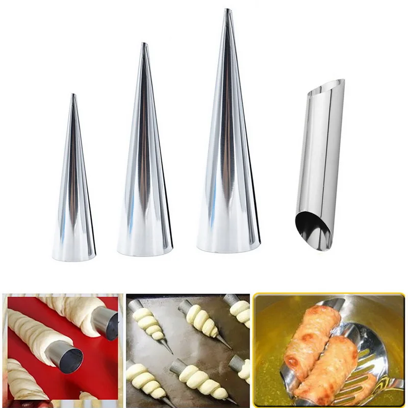 

Hoomall Cream Horn Moulds 5Pcs Stainless Steel DIY Baking Cones Spiral Baked Croissants Tubes Horn Pastry Roll Cake Mold