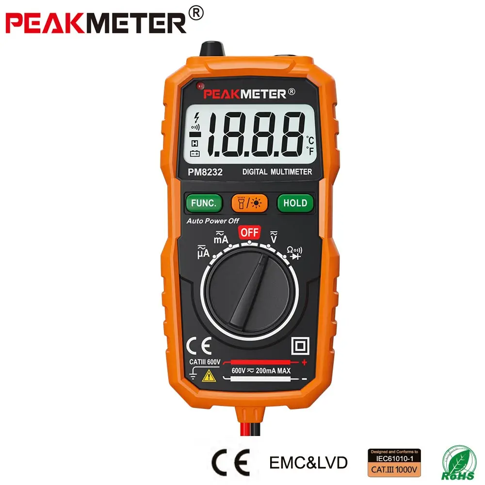

PEAKMETER Digital Multimeter DC AC Voltage Current Tester Ammeter Multi Tester Mini Multimetro PM8232 Multimeters Instruments