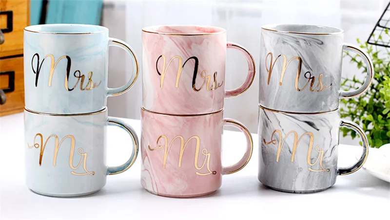 400ML Hand painted Marble Pattern Gold Mr and Mrs Mug Lover Travel Coffee Mugs Wedding Anniversary Gift10