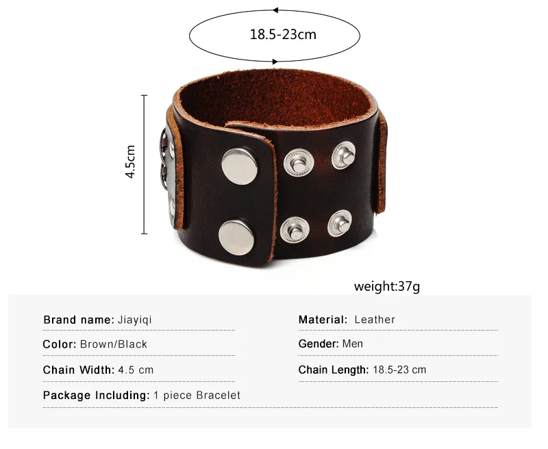 Jiayiqi винтажный плетеный кожаный браслет, модный широкий Браслет-манжета для мужчин, Панк ювелирные изделия, лучший подарок