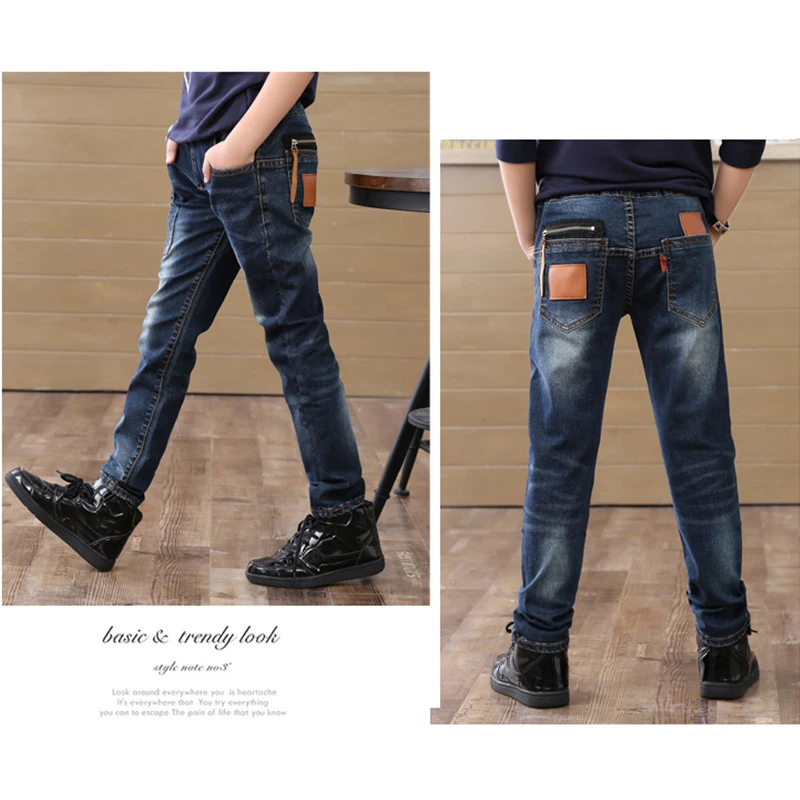 Online Ropa para niños 2019 nuevo primavera otoño pantalones para niños moda pistola de algodón lápiz pantalones mallas con cremallera niño salvaje Jeans