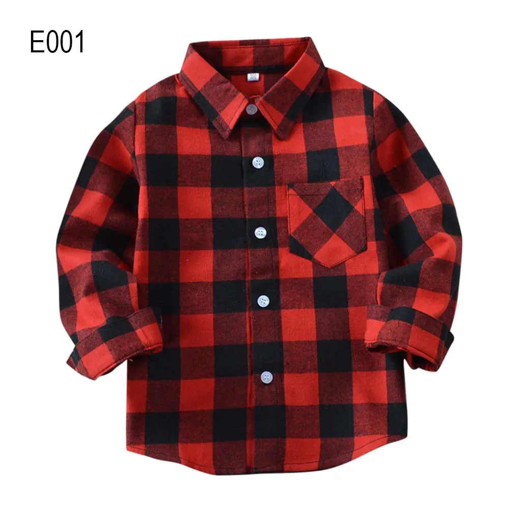 

Spring Autumn Fashion Kids Plaid Shirt Cotton Long Sleeve Blouses Casual Shirts Children Clothing For 3-8 Years Boy Girl M09