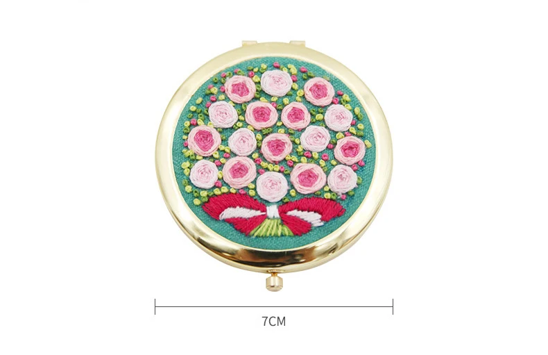 DIY embroidery makeup mirror portable folding double-sided mirror Manual Beginner Novice Production 3D Cloth Embroidery-11