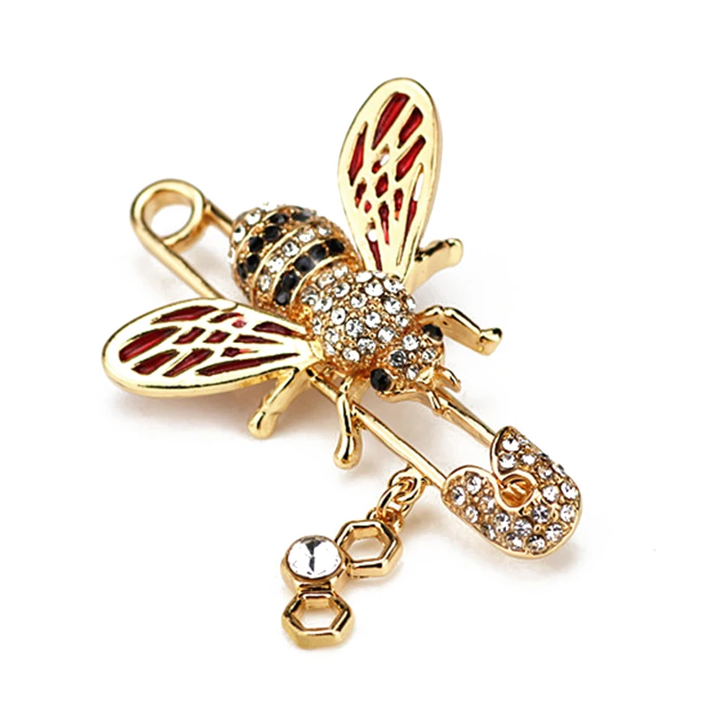 

Cute Honeybee Women Brooches Animal Shapes Crystal Bee Brooch Pins Badges For Clothes Female Brooches
