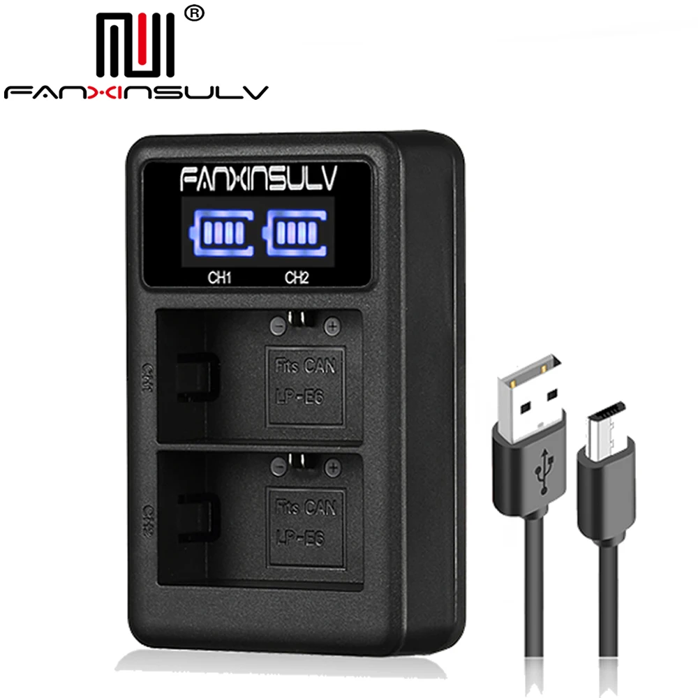 Зарядное устройство с ЖК-дисплеем и двумя usb-портами для LP-E6 LP-E6N LCE6E камера