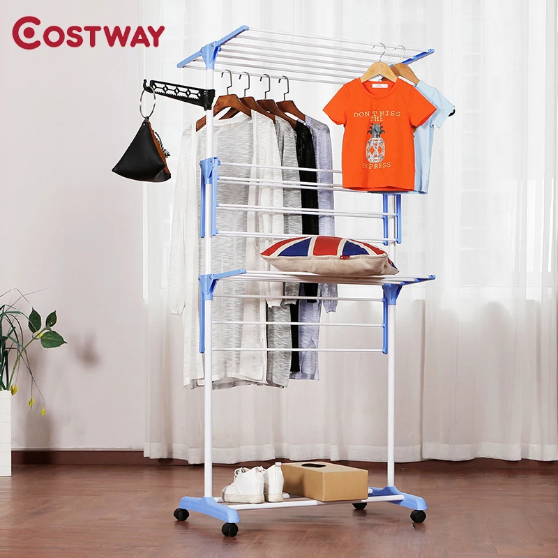 COSTWAY شماعات ملابس معطف رف الطابق شماعات خزانة لتخزين الملابس الملابس تجفيف رفوف بورت manteau kledingrek perchero دي فطيرة COSTWAY شماعات ملابس معطف رف الطابق شماعات خزانة لتخزين الملابس الملابس تجفيف رفوف بورت manteau kledingrek perchero دي فطيرة