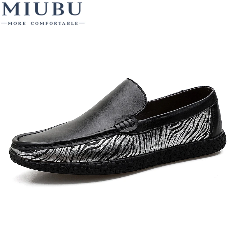 

MIUBU Men Shoes Simple Black Loafers Leather Men's Casual Wild Shoes Brand Comfortable Lightweight Fashion Breathable Flats