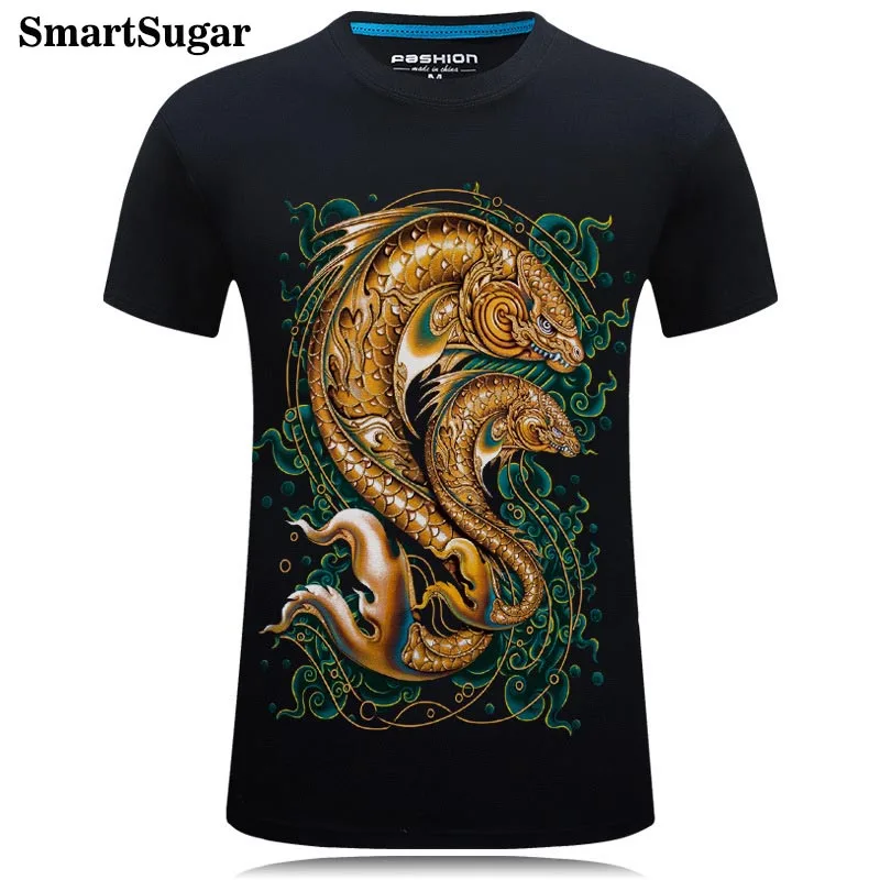 Smartsugar Лето 2017 Для мужчин новая футболка хлопок полиэстер Мода Стиль 3D рыбы