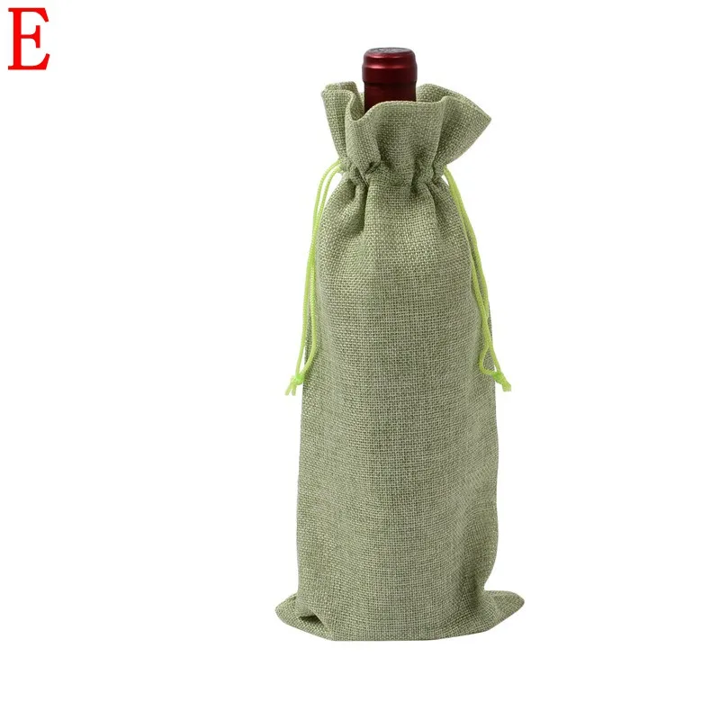 Новые джутовые сумки для вина красные чехлы для винных бутылок Подарочный мешочек для шампанского из мешковины упаковочный мешочек для свадьбы Вечерние украшения сумки для вина - Цвет: E