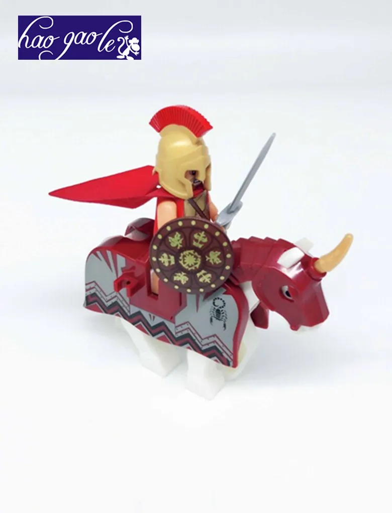 

haogaole10pcs Rome Warrior Lion Cavalryman Castle Dragon Knights with weapon horse compatible Building Block Knight Brick figure