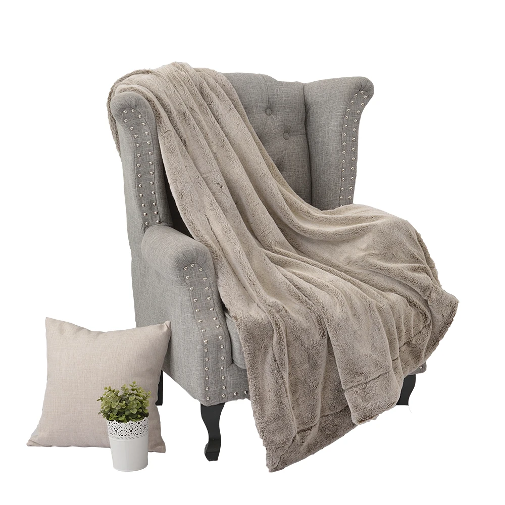 Home Decor Faux Fur Blanket Rabbit Fur Double Faces Blanket Super Soft