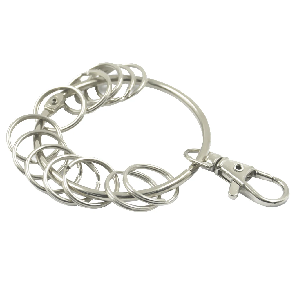 Phenovo Silver Key Rings Holder Silver Round Large Retro Keychain Key Holder for Organizing Keys Fashion Jewelry