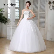 Это YiiYa свадебное платье без бретелек Полный Кристалл Длинные свадебные платья невесты без рукавов на шнуровке Принцесса бальное платье HS162