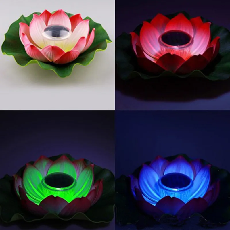 Солнечная Светодиодные Lotus Фонари воды float свет красочный LED Плавающий цветок праздник лампа для Двор садовый пруд бассейн ночник jinle