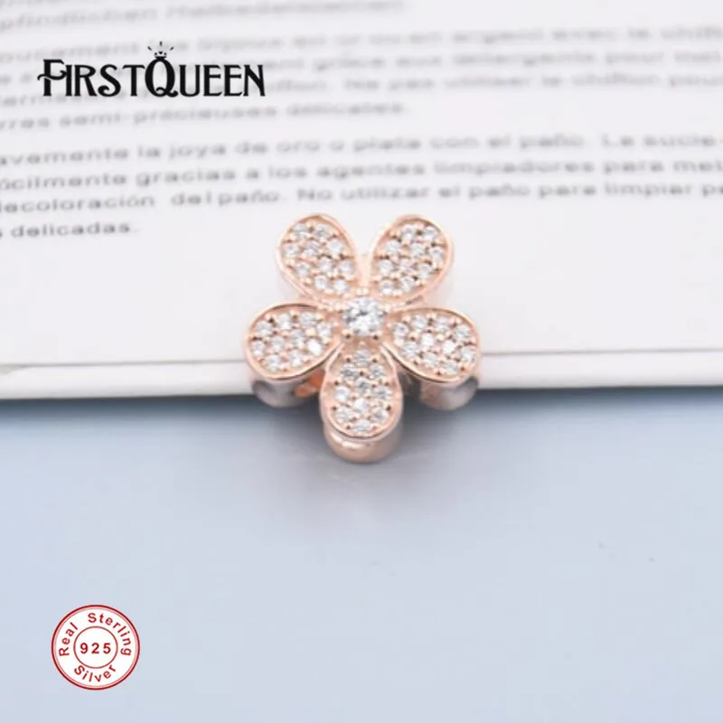 

FirstQueen DIY 14k Rose Gold Colour Dazzling Daisy Charms For Jewelry Making Christmas Charm Gift Fine Jewelry