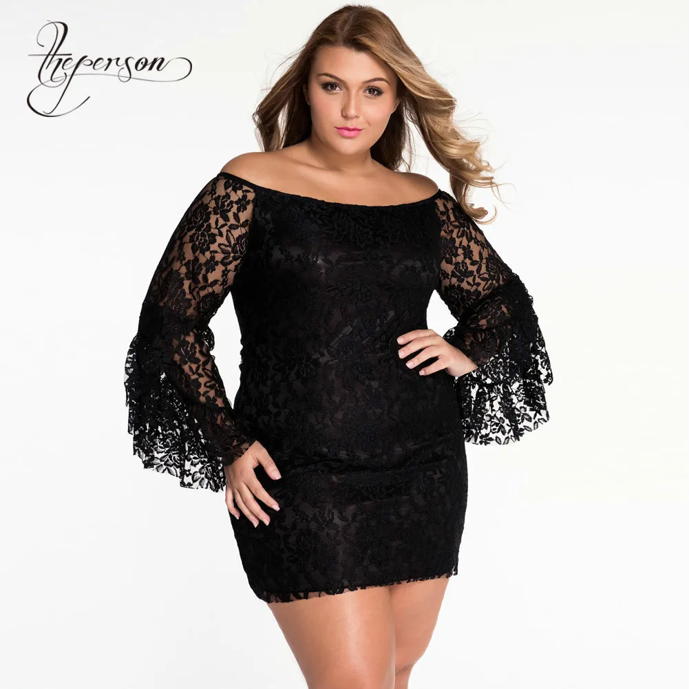 2018 New Pattern Japanese Sexy Horn Sleeve Lace Plus Size Dresses For ...