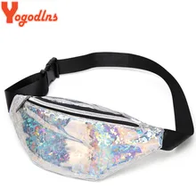 Yogodlns голографическая женская спортивная сумка на пояс с блестками, кожаная сумка на пояс для денег, сумка для девушек, лазерная нагрудная сумка, чехол для телефона, Детская сумка