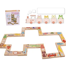 28pcs Set Animal Colored Dominoes Wooden Toys Puzzle Cartoon Montessori Educational Toys Kids Games Baby Toys