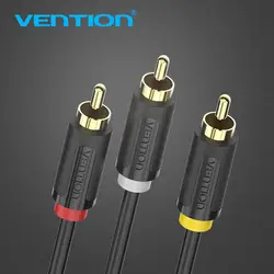 Vention 3 RCA к 3RCA кабель позолоченный между мужчинами AV кабель 1 м 1,5 м 2 м RCA разъем видео кабель для STB DVD ТВ VCD Blueplayer