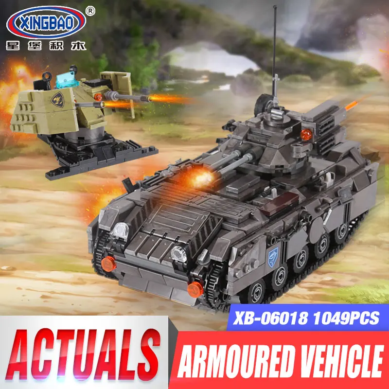 

XINGBAO 06018 Genuine Military Series The Armoured Vehicle Set Building Blocks Bricks Educational Toys As Children Gifts 1049PCS
