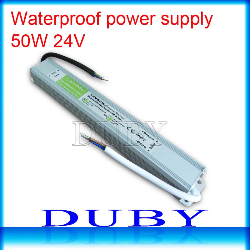 

100piece/lot IP67 24V 2.08A 50W AC100-240V Input Electronic Waterproof Led Power Supply/ Led Adapter 24V 50W free fedex