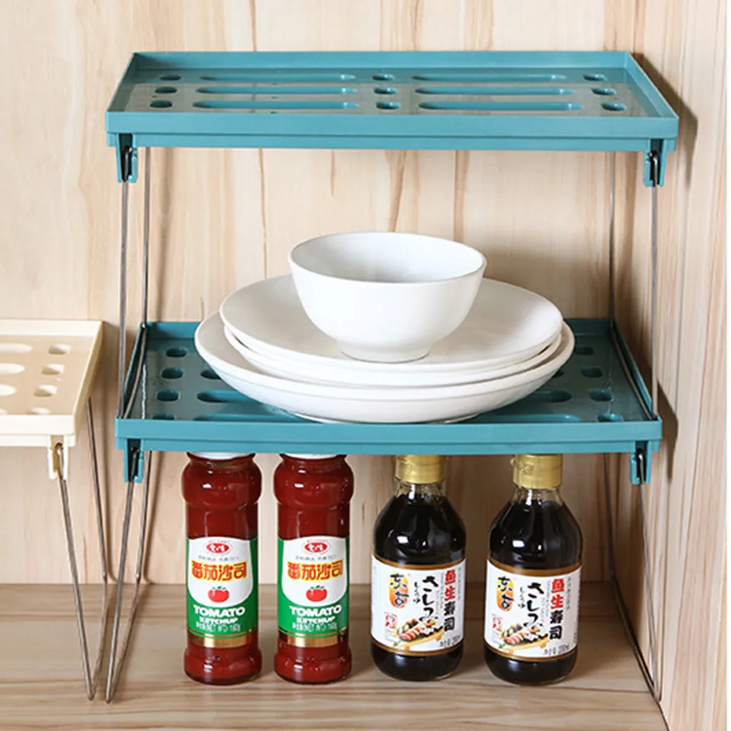 

2-Layers Stainless Steel Storage Rack Spice Condiment Basket Desk Organizer Kitchen Bathroom Storage Holder Rack Shelf
