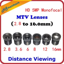 Monofocal CCTV HD 1080P 5.0MP, Monofocal, Monofocal, M12 / MTV Lens Set para distancia (juego de 6)