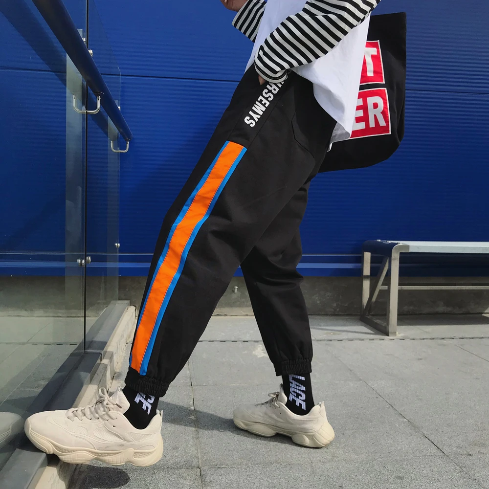 Fashion Casual Men's Cropped Trousers Autumn New M-2XL Color Matching Loose Beam Pants Black Red Personality Youth Popular Fashion Casual Men's Cropped Trousers Autumn New M-2XL Color Matching Loose Beam Pants Black Red Personality Youth Popular